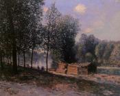 阿尔弗莱德 西斯莱 : Cabins by the River Loing, Morning